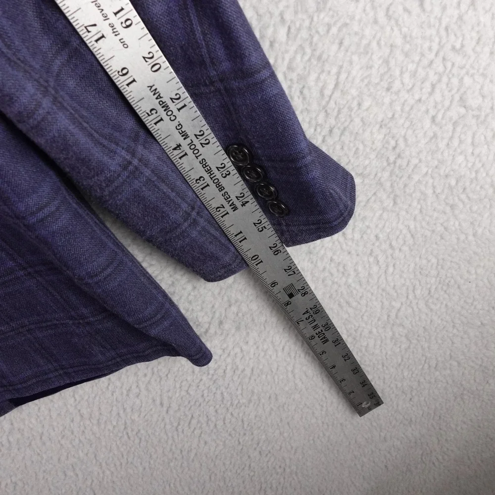 Lauren‎ Ralph Lauren Mens 40L Silk Wool Plaid Blazer Sport Coat Blue 2 Button